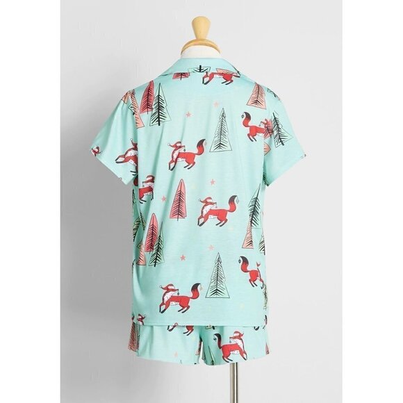 MODCLOTH BREAKFAST FOR DINNER Foxy Festivities Pajama PJ Set Size Medium - Picture 2 of 3